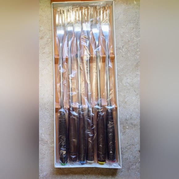 NEW Vtg MCM Oneida New Era Fondue Fork Set (6) - Picture 6 of 7